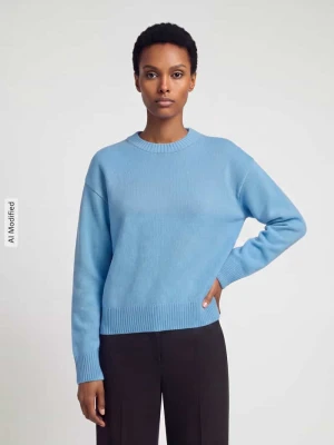 Sweter w kroju regular fit z czystej wełny Jake*s Błękitno-niebieski