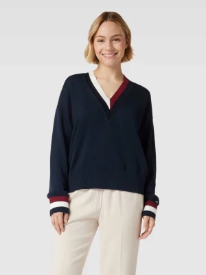 Sweter z czystej wiskozy z paskami w kontrastowym kolorze Tommy Hilfiger