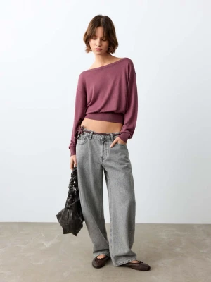 Sweter z dekoltem łódką wiśniowy - Teen - - MANGO TEEN