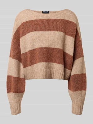 Sweter z dekoltem w łódkę Only Piaskowy