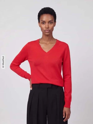 Sweter z dekoltem w serek Jake*s Wiśniowy