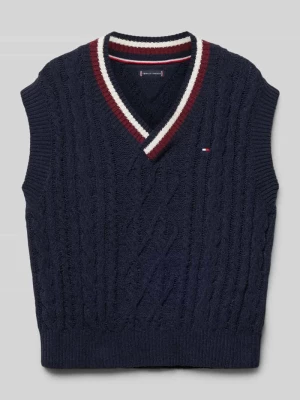 Sweter z dekoltem w serek model ‘GLOBAL’ Tommy Hilfiger Teens