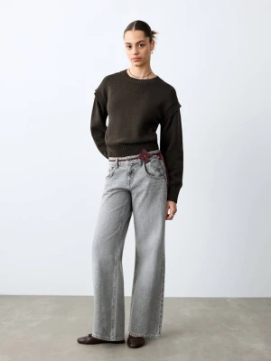 Sweter z detalami na ramionach brązowy - Teen - - MANGO TEEN