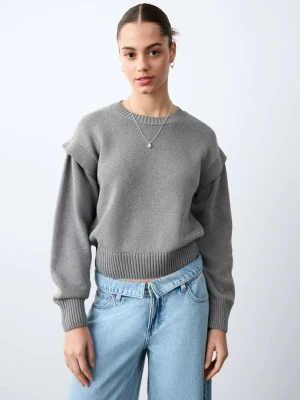 Sweter z detalami na ramionach szary - Teen - - MANGO TEEN