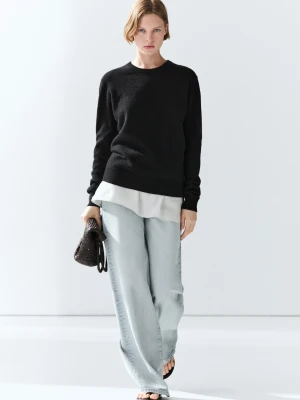 Sweter Z Długim Rękawem Ze 100% Kaszmiru - Czarny - Massimo Dutti - Female
