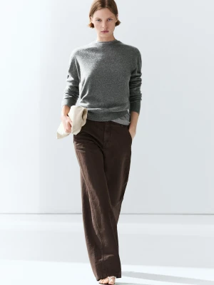 Sweter Z Długim Rękawem Ze 100% Kaszmiru - Szary - Massimo Dutti - Female