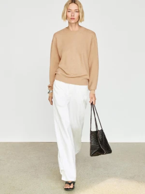Sweter Z Długim Rękawem Ze 100% Kaszmiru - Wielbłądzi - Massimo Dutti - Female