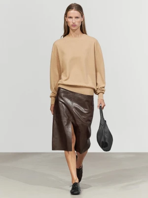 Sweter Z Długim Rękawem Ze 100% Kaszmiru - Wielbłądzi - Massimo Dutti - Female