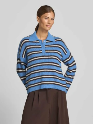 Sweter z dodatkiem wełny i krótką listwą guzikową Smith & Soul Błękitny