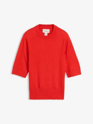 Sweter z domieszką jedwabiu BonPrix czerwony