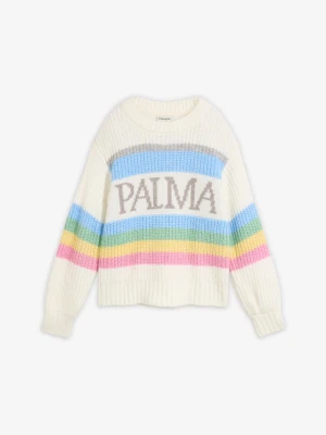 Sweter z domieszką wełny BonPrix biały