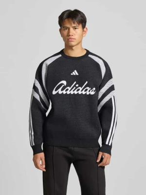 Sweter z dużym napisem z logo Adidas Czarny