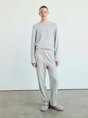 Sweter z dzianiny bouclé z okrągłym dekoltem szary - Kobieta - MANGO