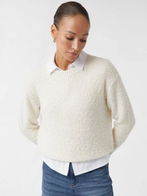 Sweter z dzianiny z tkaniny bouclé comma beżowy