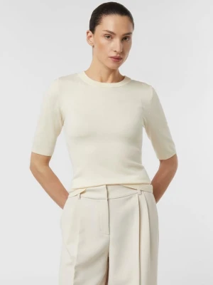 Sweter z krótkim rękawem Slim Fit comma kremowy