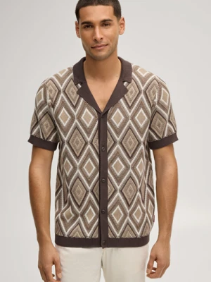 Sweter z dzianiny Diamor w kolorze brązowym/beżowym we wzory Joop