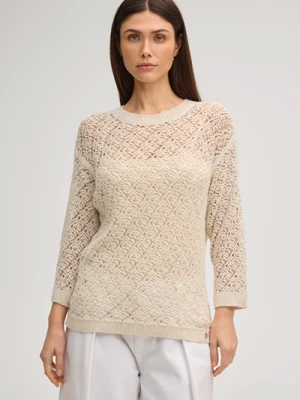 Sweter z dzianiny Kilana w kolorze złamanej bieli Joop