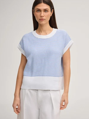 Sweter z dzianiny Kipe w jasnoniebiesko-białe paski Joop