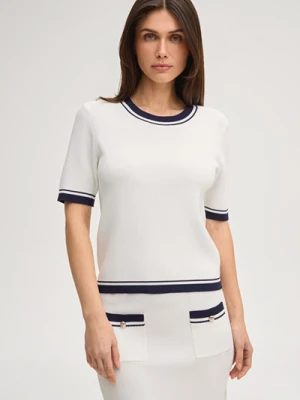 Sweter z dzianiny Kirela w kolorze złamanej bieli Joop