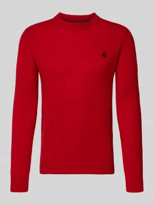 sweter z dzianiny krój slim fit z czystej wełny z wyhaftowanym logo MCNEAL Czerwony