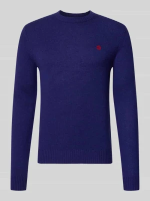 sweter z dzianiny krój slim fit z czystej wełny z wyhaftowanym logo MCNEAL Śliwkowy