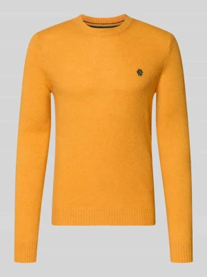 sweter z dzianiny krój slim fit z czystej wełny z wyhaftowanym logo MCNEAL Żółty melanż