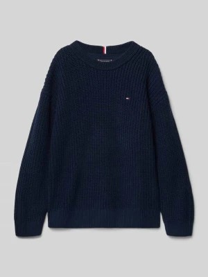 Sweter z dzianiny kroju regular fit z mieszanki bawełny Tommy Hilfiger Granatowy