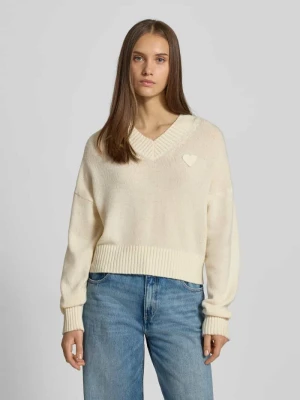 Sweter z dzianiny krótki z mieszanki żywej wełny model ‘SCUTIE_B’ Hugo Blue