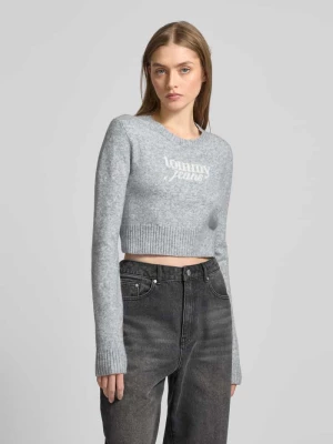 Sweter z dzianiny krótki z nadrukiem z logo Tommy Jeans