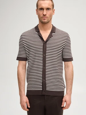 Sweter z dzianiny Merlin w ciemnobrązowe paski Joop