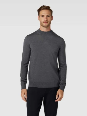 Sweter z dzianiny męski JOOP! Collection;Czysta żywa wełna;Prosty krój;Model ‘Davide’;Jednolity kolor;Okrągły dekolt;Detal z logo;Długość tyłu w rozmiarze M: 69