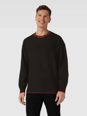 Sweter z dzianiny model ‘Smarlo’ w kolorze czarnym HUGO