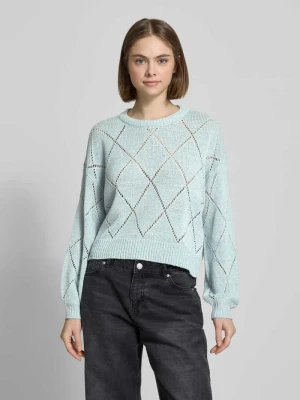 Sweter z dzianiny o kroju comfort fit z ażurowym wzorem model ‘GEENAS’ Only