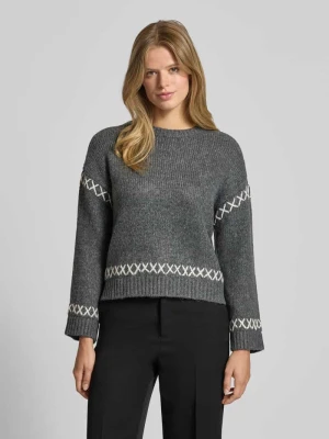 Sweter z dzianiny o kroju comfort fit z detalami w kontrastowym kolorze model ‘AMANDA LIFE’ Only