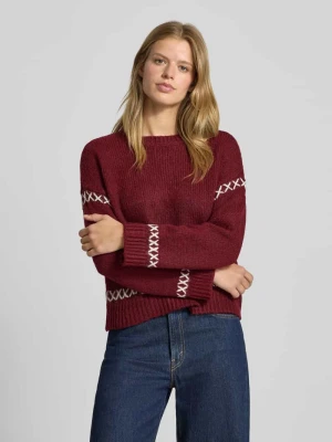 Sweter z dzianiny o kroju comfort fit z detalami w kontrastowym kolorze model ‘AMANDA LIFE’ Only