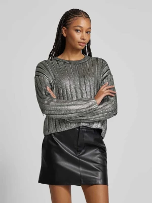 Sweter z dzianiny o kroju comfort fit z efektem metalicznym model ‘Kama’ Only