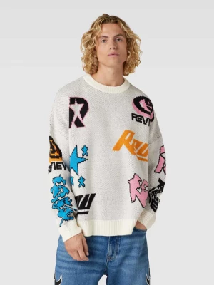 Sweter z dzianiny o kroju oversized w stylu Y2K z odznaczającym się nadrukiem REVIEW