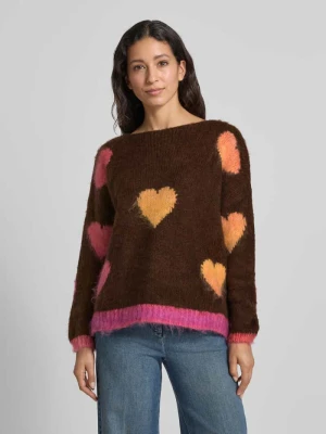 Sweter z dzianiny o kroju oversized z dekoltem w łódkę miss goodlife