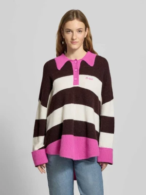 Sweter z dzianiny o kroju oversized z kołnierzykiem polo model ‘Maya’ OH APRIL