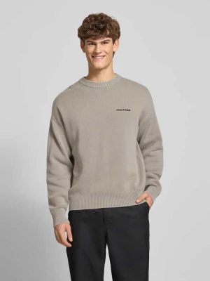 Sweter z dzianiny o kroju oversized z logo i okrągłym dekoltem Pegador