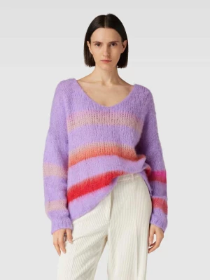 Sweter z dzianiny o kroju oversized z mieszanki wełny ze wzorem w paski miss goodlife