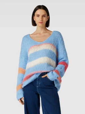 Sweter z dzianiny o kroju oversized z mieszanki wełny ze wzorem w paski miss goodlife
