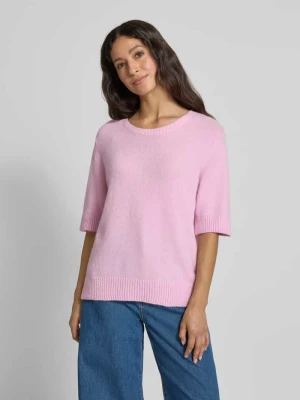 Sweter z dzianiny o kroju oversized z okrągłym dekoltem milano italy Różowawy