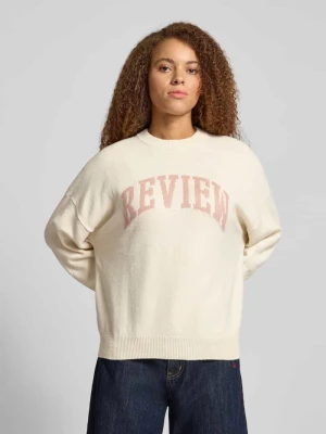 Sweter z dzianiny o kroju oversized z okrągłym dekoltem REVIEW