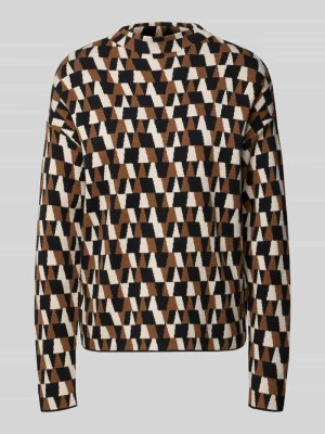 Sweter z dzianiny o kroju oversized z prążkowaną stójką Christian Berg Woman