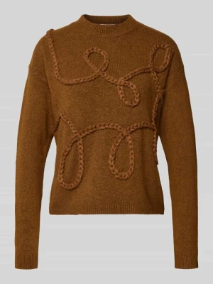 Sweter z dzianiny o kroju oversized z prążkowanymi wykończeniami model ‘Medi’ b.Young