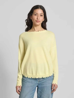 Sweter z dzianiny o kroju oversized z prążkowanymi wykończeniami model ‘MELA’ Kujten
