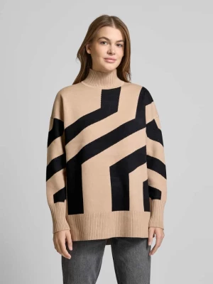 Sweter z dzianiny o kroju oversized ze stójką Apricot