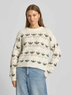 Sweter z dzianiny o kroju regular fit z ażurowym wzorem model ‘IDELLE’ Vero Moda