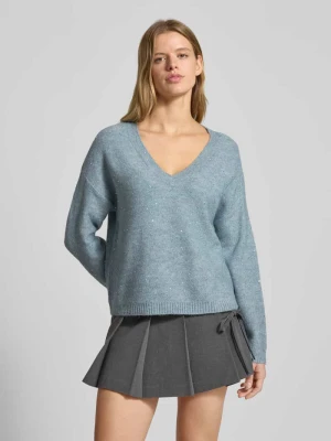 Sweter z dzianiny o kroju regular fit z cekinowym obszyciem model ‘ARIZONA’ Only